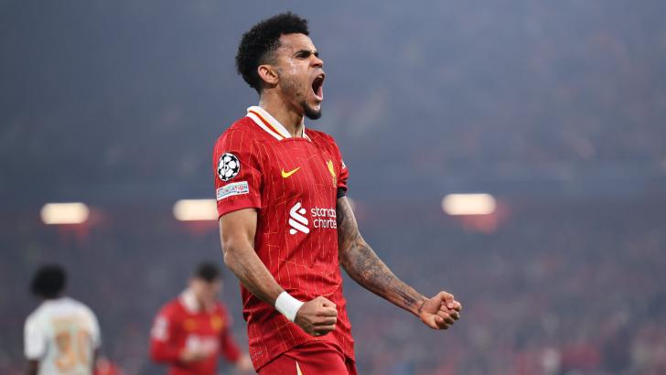 Luis Diaz playing for Liverpool in the Champions League